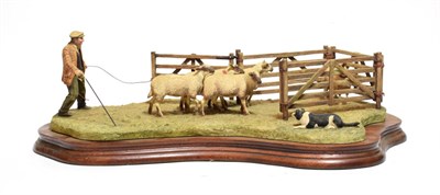 Lot 13 - Border Fine Arts 'Anxious Moment' (Penning Sheep), model No. B0584 by Ray Ayres,limited edition...