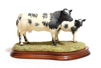 Lot 23 - Border Fine Arts 'Belgian Blue Cow and Calf' (Style One), model No. B0590 by Ray Ayres, limited...