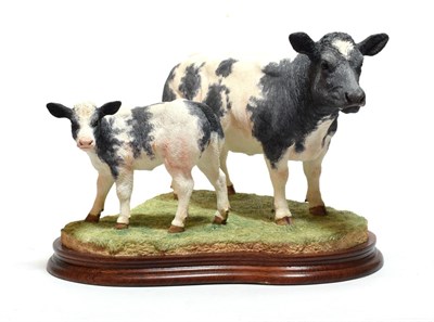 Lot 24 - Border Fine Arts 'Belgian Blue Cow and Calf' (Style Three), model No. B0929 by Jack Crewdson,...