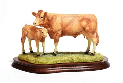 Lot 32 - Border Fine Arts 'Blonde D'Aquitaine Cow and Calf', model No. B0353 by Kirsty Armstong, limited...