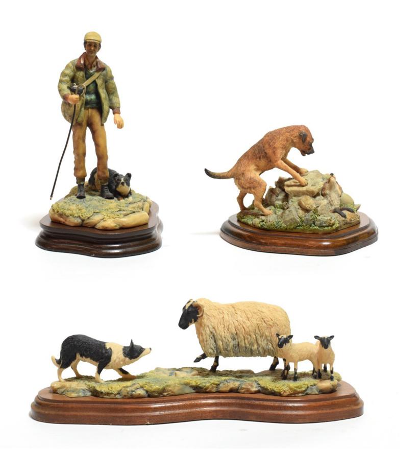 Lot 36 - Border Fine Arts 'Border Terrier & Vixen', model No. L35 by Ray Ayres, limited edition 668/850,...