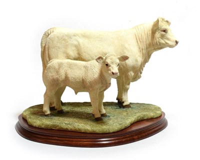 Lot 44 - Border Fine Arts 'Charolais Cow and Calf' (Style Three), model No. B0742 by Jack Crewdson,...