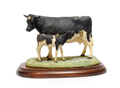 Lot 61 - Border Fine Arts 'Friesian Cow and Calf' (Style One), model No. L34 by Ray Ayres, limited...