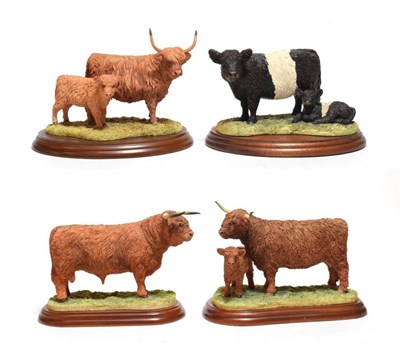 Lot 78 - Border Fine Arts 'Highland Cow and Calf' (Style One), model No. 167 by Anne Wall, 'Highland...