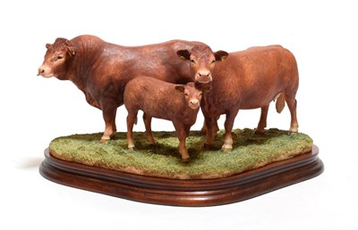 Lot 99 - Border Fine Arts 'Limousin Family', model No. B0855 by Ray Ayres, limited edition 198/950, on...