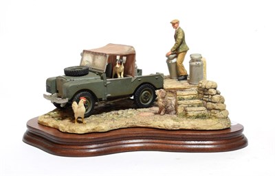 Lot 110 - Border Fine Arts 'Putting Out the Milk' (Landrover), model No. JH66 by Ray Ayres, limited...