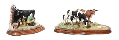 Lot 140 - Border Fine Arts 'Tete-a-Tete' (Woman Milking), model No. B0515 and 'Quenching their Thirst' (Cows