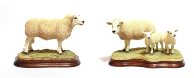 Lot 142 - Border Fine Arts 'Texel Ewe and Lambs', model No. B0658, limited edition 313/1500 and 'Texel...
