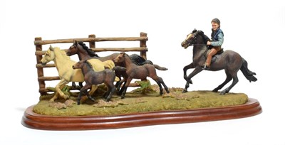 Lot 147 - Border Fine Arts 'The Drift' (New Forest Ponies), Studio model No. A3876 by Anne Wall, limited...