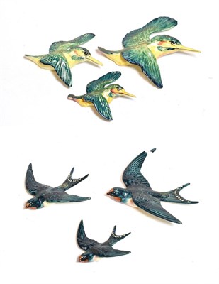 Lot 169 - Beswick Bird Wall Plaques Comprising: Kingfisher - Flying to the right, model No. 729 - 1, 3 and 5