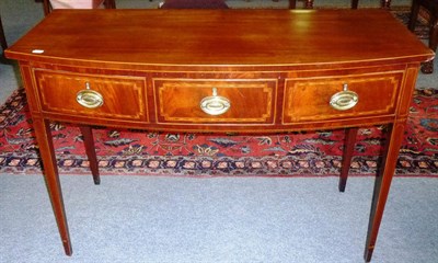 Lot 1270 - A George III Mahogany, Boxwood Strung and Herringbone Banded Bowfront Side Table, early 19th...