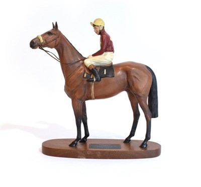 Lot 183 - Beswick Connoisseur Horse 'Red Rum - Brian Fletcher Up', model No. 2511, bay matt, on wooden plinth
