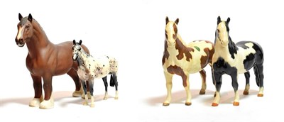 Lot 188 - Beswick Horses Comprising: Burnham Beauty, model No. 2309, brown matt, Appaloosa Stallion,...