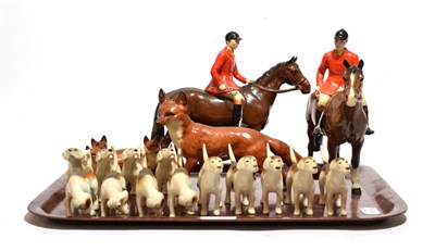 Lot 189 - Beswick Hunting Group Comprising: Huntsman - Style Two: Standing, model No. 1501, brown gloss;...