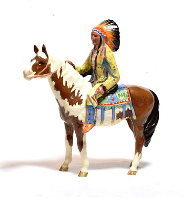 Lot 192 - Beswick Mounted Indian, model No. 1391, skewbald gloss