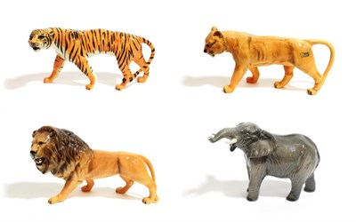 Lot 194 - Beswick Wild Animals Comprising: Lion - model No. 2089, Lioness, model No. 1507, Tigress, model No.