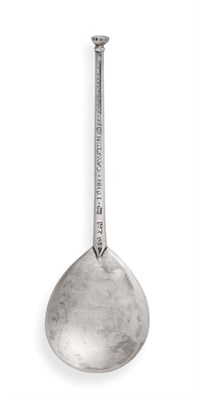 Lot 3001 - An Elizabeth I Silver Seal-Top Spoon, by William Cawdell, London, 1592, with tear-drop shaped...