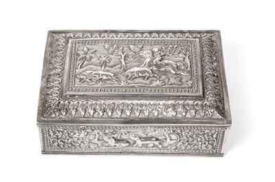 Lot 3026 - An Indian Silver Cigar-Box, Apparently Unmarked, probably Late 19th/Early 20th Century, oblong, the