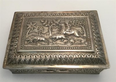 Lot 3026 - An Indian Silver Cigar-Box, Apparently Unmarked, probably Late 19th/Early 20th Century, oblong, the