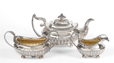 Lot 3039 - A George IV Silver Teapot and a George IV Silver Cream-Jug and Sugar-Bowl, The Marks on the...