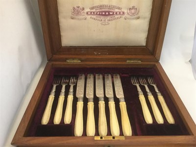 Lot 3045 - A Set of Victorian Silver-Mounted Ivory Fruit-Knives and Fruit-Forks, by Mappin and Webb,...