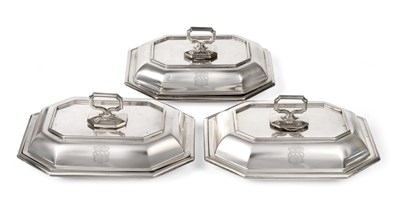 Lot 3050 - Three Victorian, Edward VII and George V Silver Entree-Dishes and Covers, by Charles Frederick...