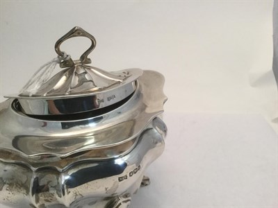 Lot 3052 - A George V Silver Tea-Caddy, by Walker and Hall, Sheffield, 1919, fluted oval section and on...