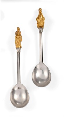 Lot 3062 - A Cased Set of Elizabeth II Parcel-Gilt Silver Queen's Beast Spoons, by Richard Comyns, London,...