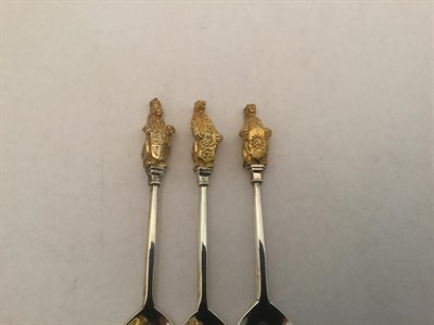 Lot 3062 - A Cased Set of Elizabeth II Parcel-Gilt Silver Queen's Beast Spoons, by Richard Comyns, London,...