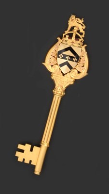 Lot 3078 - A Victorian Gold Presentation Key, Indistinct Incuse Maker's Mark Probably for Vaughton and...
