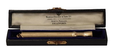 Lot 3080 - A George V Gold Cigar-Pierce, by Sampson Mordan and Co., London, 1924, 9ct, Retailed by Manoah...
