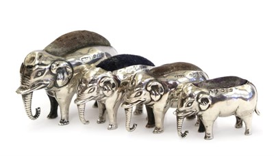 Lot 3081 - Four Edward VII Silver Novelty Pin-Cushions, one by A Bromet and Co., Birmingham, 1905; Two by Adie