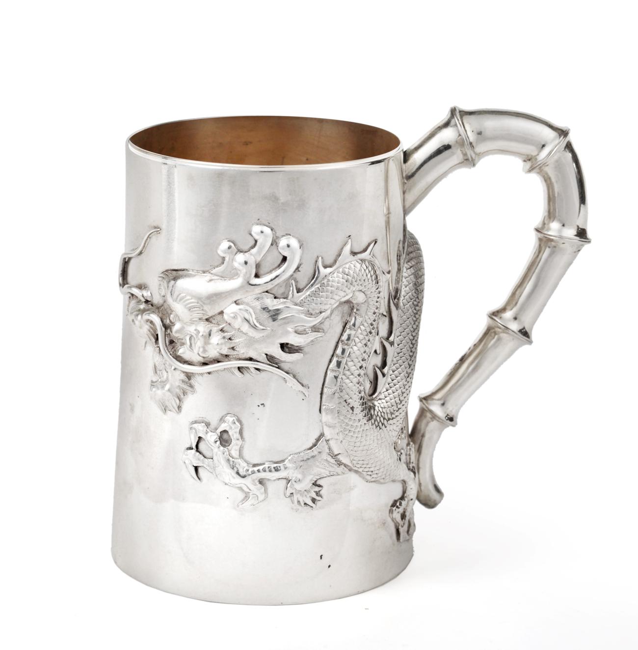 Lot 3102 - A Chinese Export Silver Mug, by Hung Chong, Canton and Shanghai, Late 19th Century, tapering...