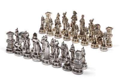 Lot 3104 - An Israeli Silver and Silver-Gilt Chess-Set, Stamped 'Israel 925', 20th Century, the opposing sides