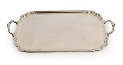 Lot 3121 - A George V Silver Tray, by William Sucking Ltd., Sheffield, 1946, shaped oblong and with two...