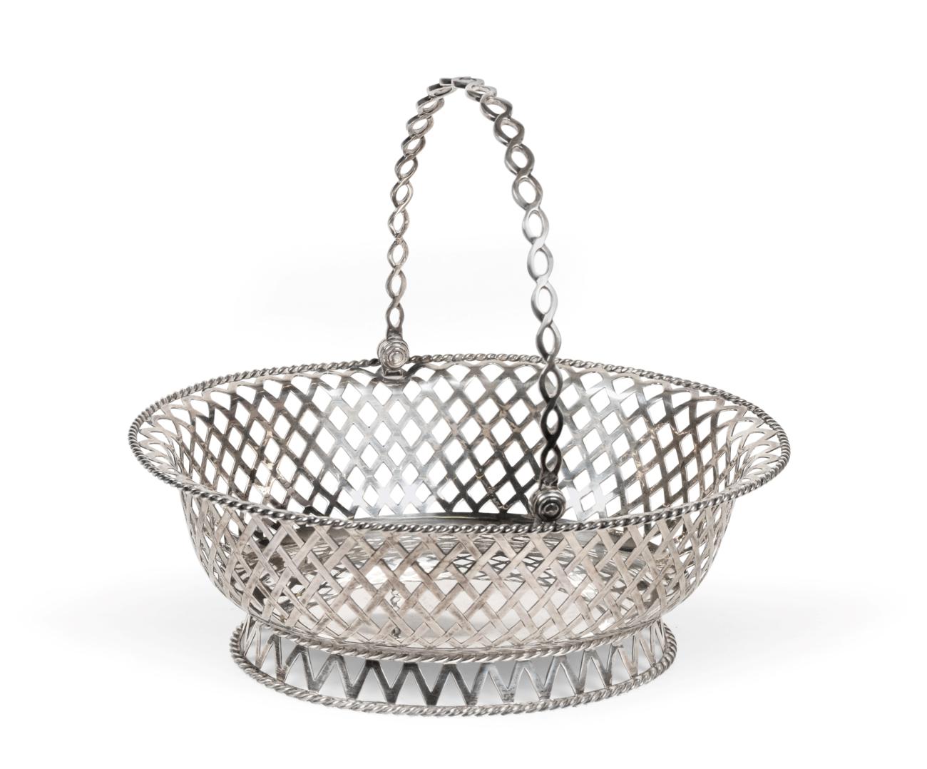 Lot 3127 - A George V Silver Basket, by William Lister and Sons, London, 1918, oval and on conforming...