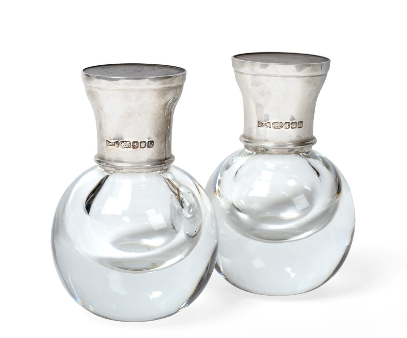 Lot 3167 - A Pair of Elizabeth II Silver-Mounted Glass Scent-Bottles, The Silver Mounts by David Linley,...