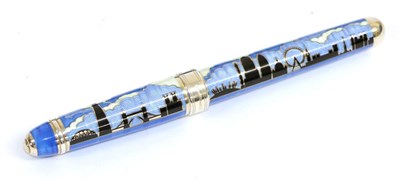 Lot 3170 - An Elizabeth II Silver and Enamel Fountain-Pen, by Cleave and Co., London, 2012, With Diamond...