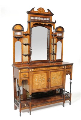 Lot 1291 - A Late Victorian Rosewood, Marquetry and Bone Inlaid Chiffonier, late 19th century, the mirror back