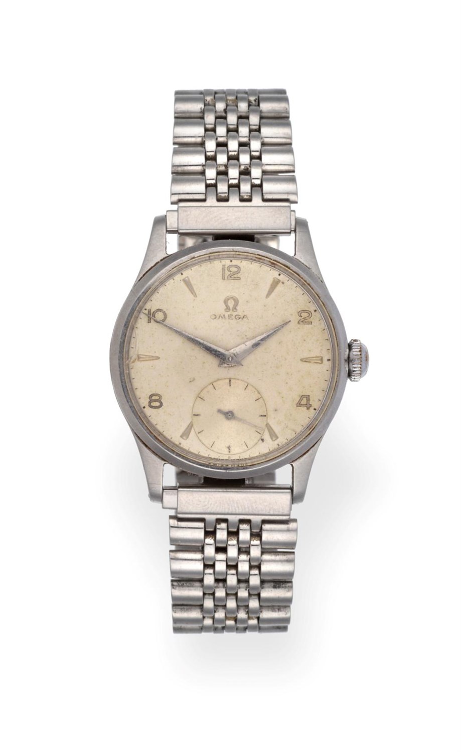 Lot 3179 - A Stainless Steel Wristwatch, signed Omega, circa 1951, (calibre 265) lever movement signed and...