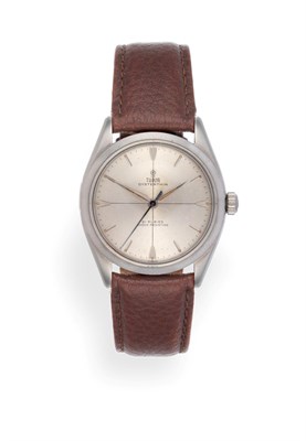 Lot 3180 - A Stainless Steel Centre Seconds Wristwatch, signed Tudor, model: Oyster Thin, Shock-resisting,...