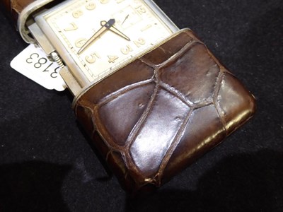 Lot 3183 - An Unusual Size Travelling/Desk Purse Form Watch, signed Movado, model: Ermeto, circa 1945,...