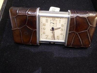 Lot 3183 - An Unusual Size Travelling/Desk Purse Form Watch, signed Movado, model: Ermeto, circa 1945,...