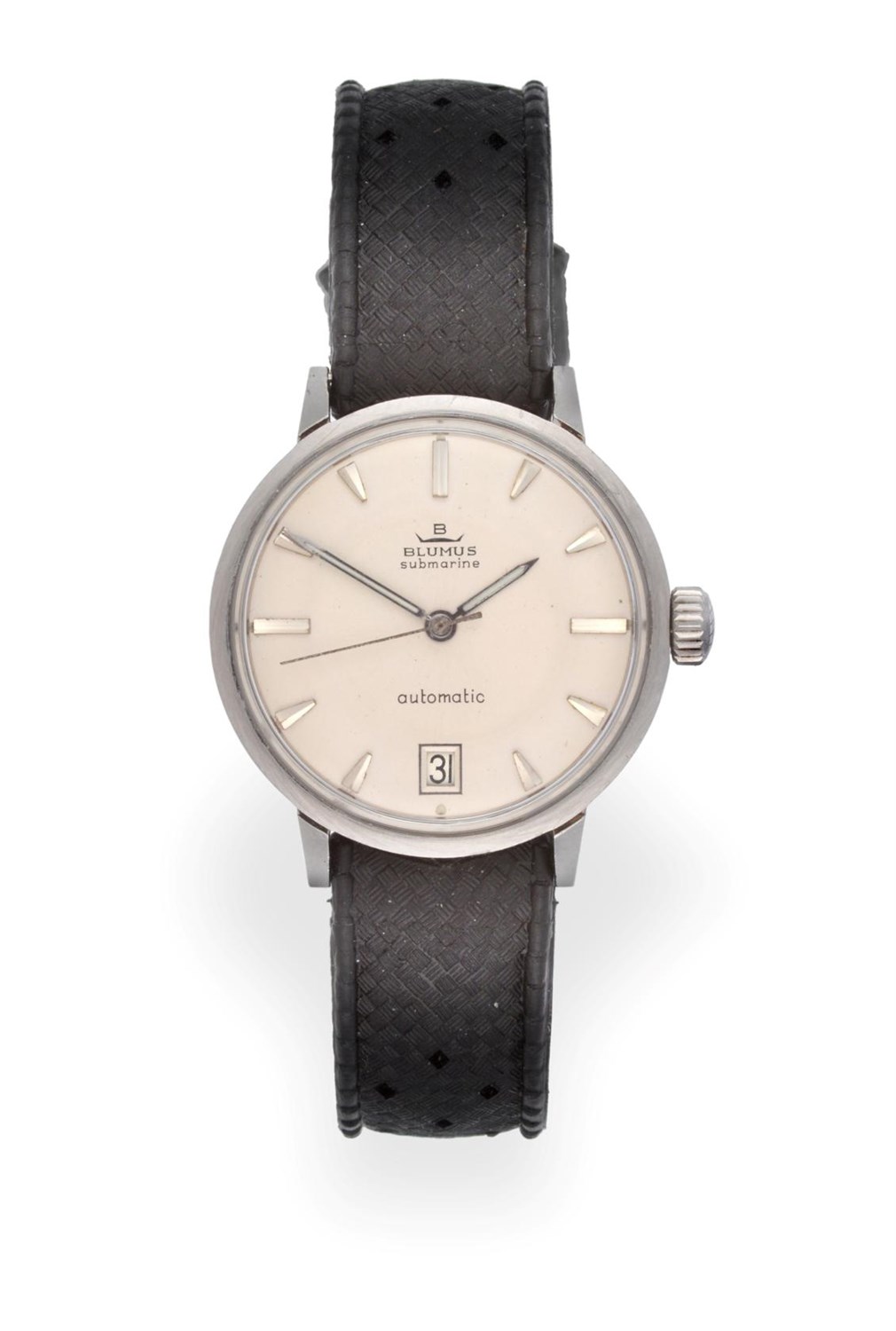 Lot 3185 - A Stainless Steel Automatic Calendar Centre Seconds Wristwatch, signed Blumus, model: Super...