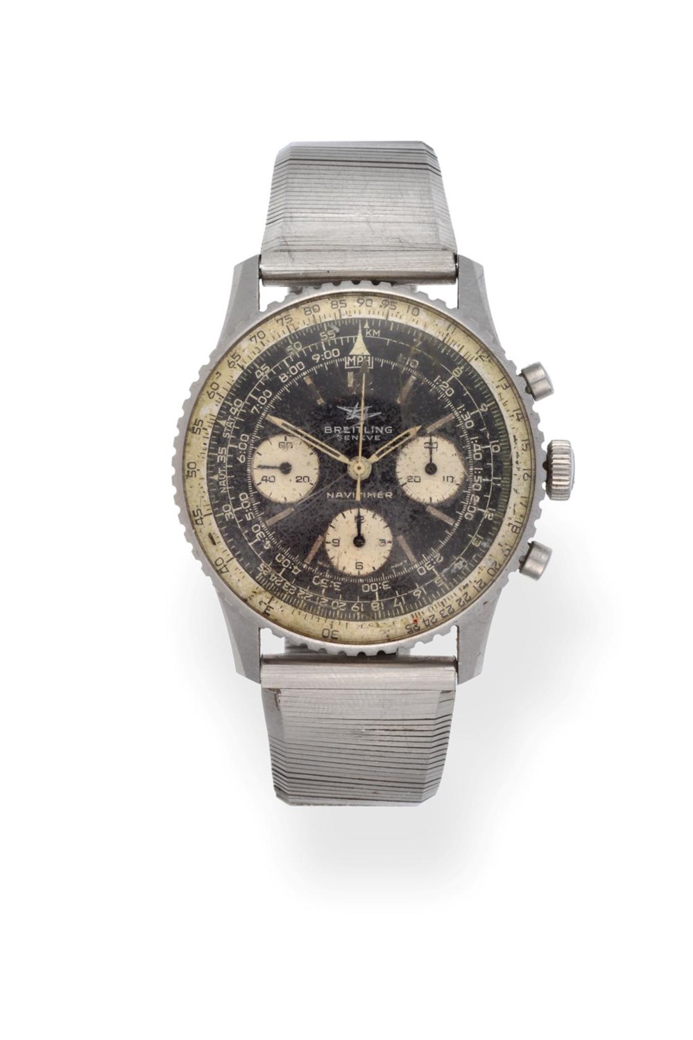 Lot 3192 - A Stainless Steel Chronograph Wristwatch, signed Breitling, Geneve, model: Navitimer, ref: 806,...