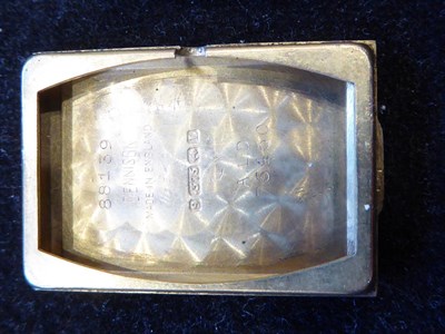 Lot 3201 - An Art Deco 9 Carat Gold Rectangular Wristwatch, signed Omega, 1935, lever movement signed and...