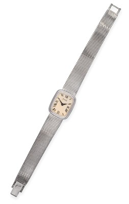 Lot 3223 - A Lady's 18 Carat White Gold Wristwatch, signed Piaget, circa 1980, lever movement, white dial with