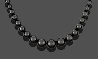 Lot 3225 - A Jet Necklace, comprising of seventy-one graduated spherical jet beads, length 58cm see...
