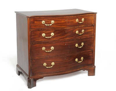 Lot 1298 - A George III Style Mahogany Serpentine Fronted Commode, of four long graduated drawers with...