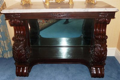 Lot 1299 - An Anglo Indian Style Mahogany Console Table, 19th century in parts, with a white veined...